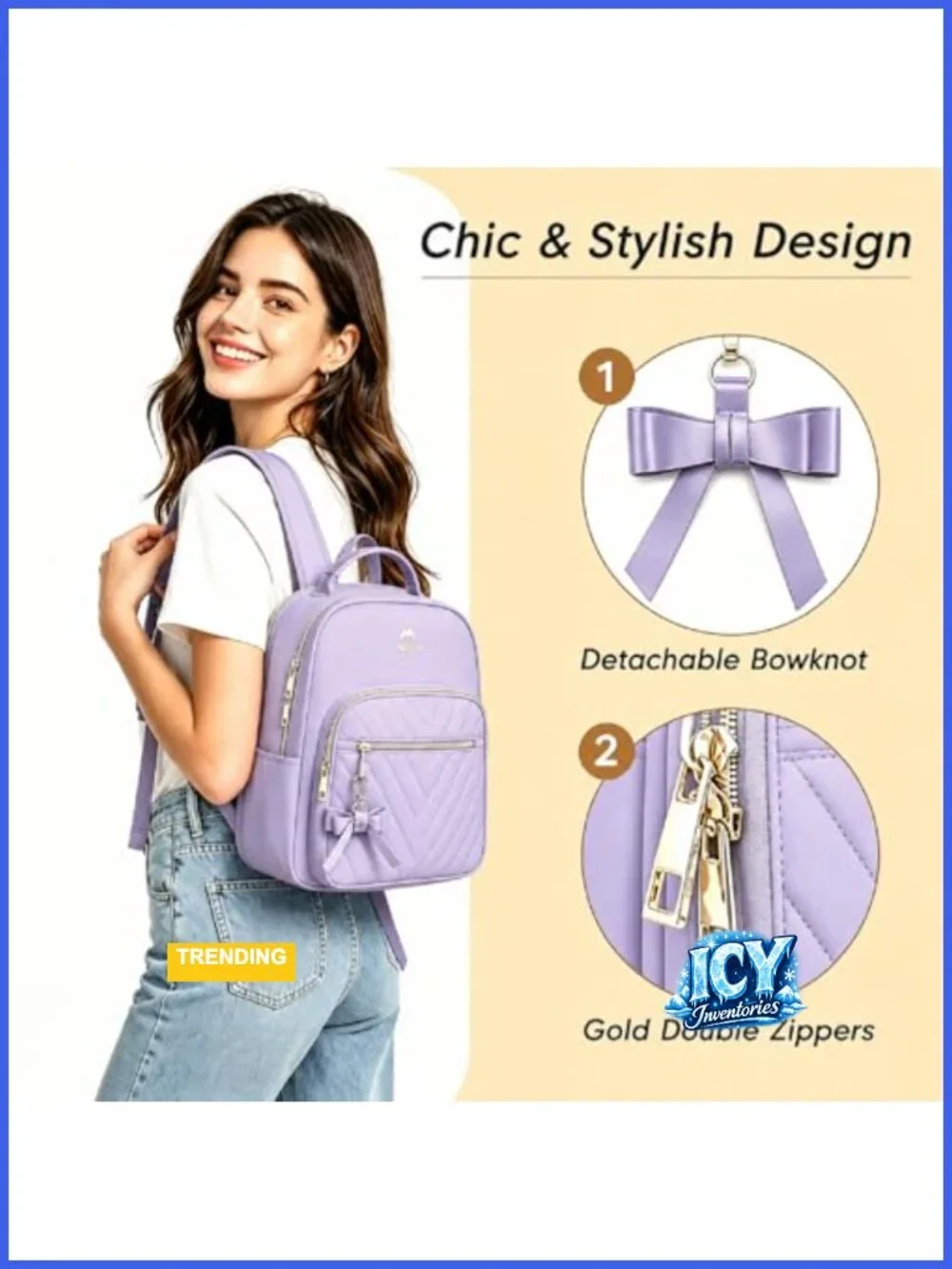 Women's Fashion Backpack Purse, Waterproof Mini Bookbag with Laptop